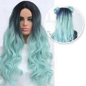Zee Groene Pruik - Sassy Goods Pruiken Dames Lang Haar - Wig - Groen - 65 cm