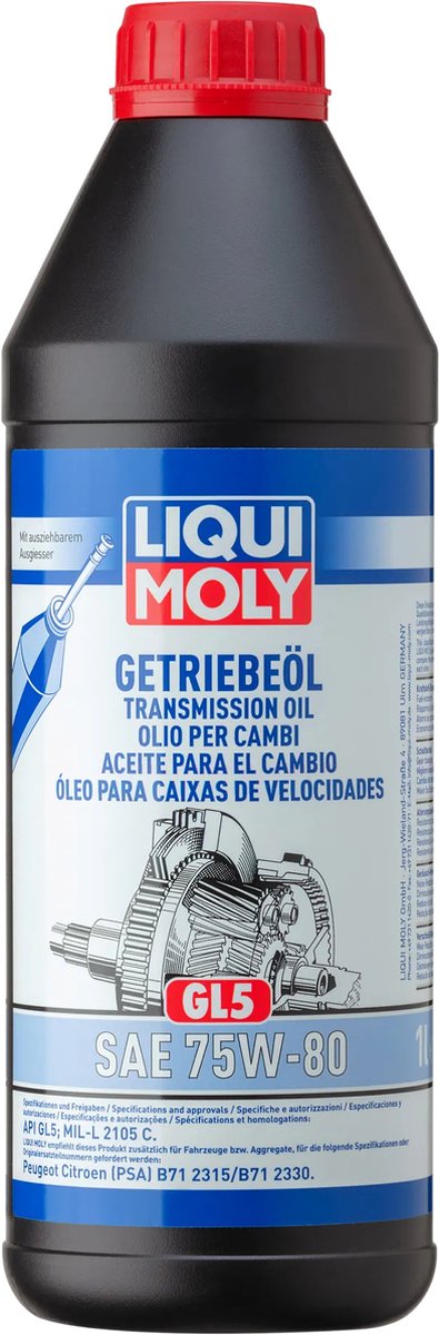 Liqui Moly 75W80 GL5 Versnellingsbakolie 3658 (1L) API GL5 MILL2105C B712315 B712330