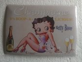 metalen ansichtkaart Betty Boop zittend 15 x 21 cm