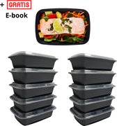 Meal Prep Bakjes - 10 stuks - Vershoudbakjes Set - 1 compartiment - Lunchbox - Diepvriesbakjes - Plastic Bakjes Met Deksel - Magnetron Bakjes Met Deksel - Meal Prep - Vershouddoos - 1L - BPA vrij