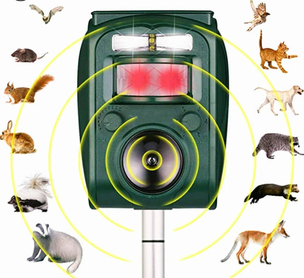 Répulsif Solaire à Ultrasons à 360 ° pour Oiseaux, Appareil USB d'Extérieur  Étanche pour Chiens