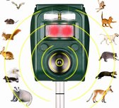 Solar Ultrasone Dieren Verjager - Nieuwe Zonne Energie Repellent Sensor - Outdoor Tuin Pest Muis Vogel Kat Hond Vleermuis Das Vos Repeller - Houd Dieren Weg - 110 Graden Hoek 4-6m Verte