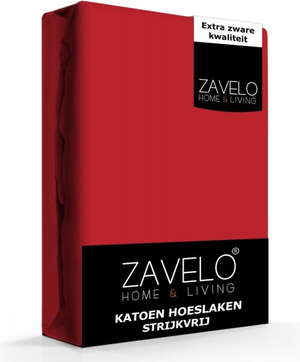 Zavelo Hoeslaken Katoen Strijkvrij Rood-Lits-jumeaux (160x200 cm) - Hoogwaardige Kwaliteit - Rondom Elastisch - Perfecte Pasvorm
