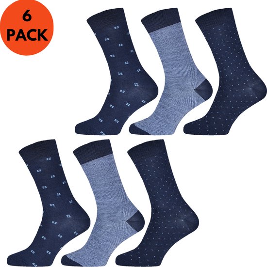 Sokken Heren | Katoen | 6 paar | Donkerblauw | Maat 39-42 | Heren Sokken | Lange Sokken