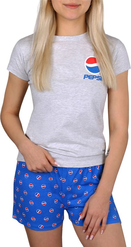 PEPSI - Meisjespyjama met korte broek, grijze en blauwe zomerpyjama