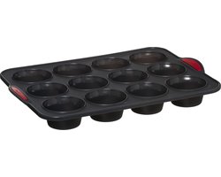5Five Muffins bakken bakvorm/bakblik - 33 x 23 cm - voor 12x stuks - Siliconen vorm - kleine cakejes maken