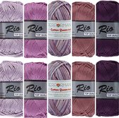 Rio en Queen multi katoen garen pakket - paars lila kleuren - 10 bollen