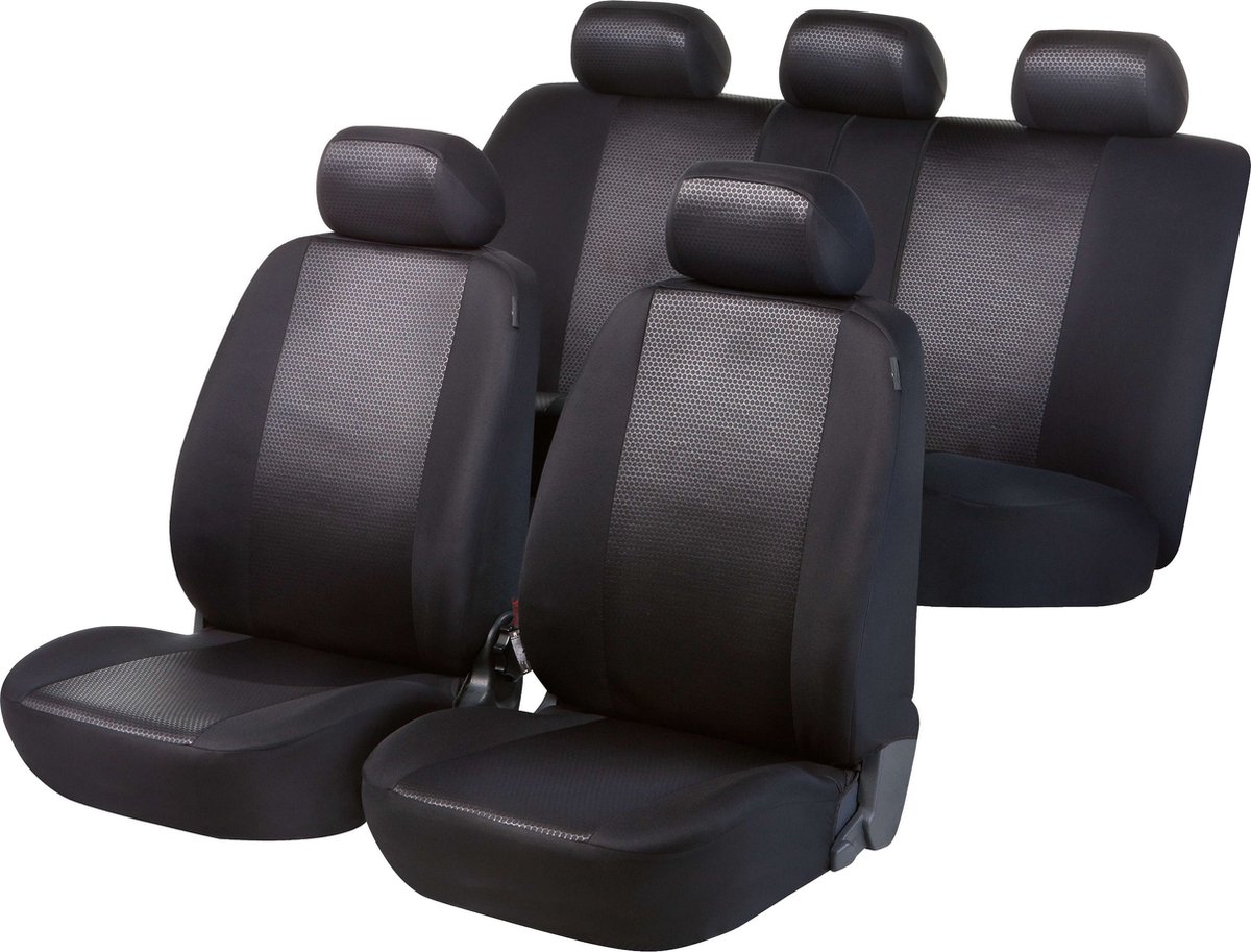 WALSER Auto stoelbekleding Robusto, auto stoelbeschermer compatibel met Audi A4 Avant (8K5, B8) 11/2007-12/2015, 2 Enkele zetelhoezen voor Sportzetels