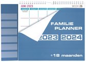 MGPcards - Familieplanner 2024 - 1 juli 2023 t/m 31 dec 2024 - Week begint op Maandag - 6 Namen- 18 Maanden - Pastel blauw