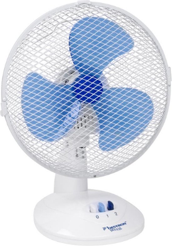 Bestron Tafelventilator Ø 27cm, Ventilator met 2 snelheidsstanden & 75° graden draaifunctie, 30Watt, DDF27W, kleur: wit