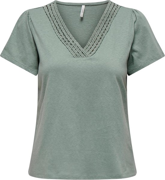 Only T-shirt Onlbenita S/s V-neck Top Jrs 15294612 Chinois Green Dames Maat - S