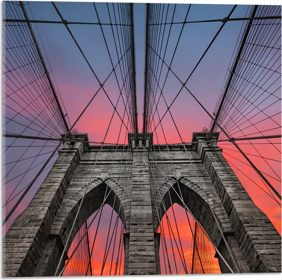 Acrylglas - Uitzicht vanaf Brooklyn Bridge, New York City - 50x50 cm Foto op Acrylglas (Wanddecoratie op Acrylaat)