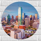 Muursticker Cirkel - Uitzicht op Gebouwen in Dallas, Texas - 50x50 cm Foto op Muursticker