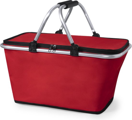 Picknickmand - Boodschappentas - Koeltas - Picknicktas - Boodschappenmand - 28 x 47 cm - 33 liter - rood van Merkloos — afbeelding 3