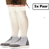 5x paires de chaussettes tyroliennes torsadées longues écru mt.43-46 - Imprimé torsadé - Tirol oktoberfest après ski fête d'hiver party à thème lederhosen bas festival