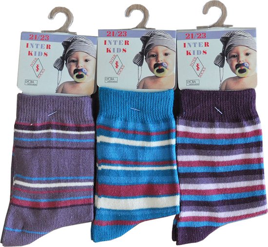 Baby / kinder sokjes stripes - 24/27 - meisjes - 90% katoen - naadloos - 12 PAAR - chaussettes socks