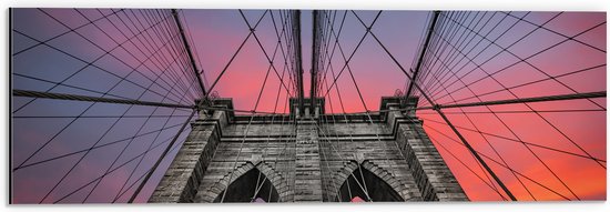 Dibond - Uitzicht vanaf Brooklyn Bridge, New York City - 60x20 cm Foto op Aluminium (Wanddecoratie van metaal)