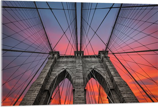 Acrylglas - Uitzicht vanaf Brooklyn Bridge, New York City - 105x70 cm Foto op Acrylglas (Wanddecoratie op Acrylaat)