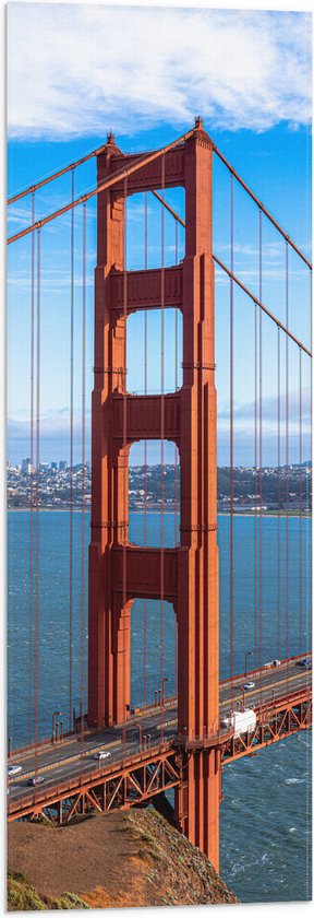 Vlag - Uitzicht op Deel van Golden Gate Bridge op Zonnige Dag - 30x90 cm Foto op Polyester Vlag