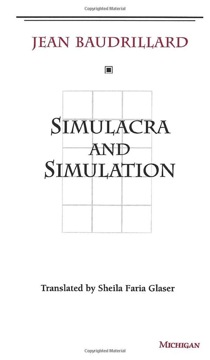 Hangen Vergemakkelijken Luidruchtig Simulacra & Simulation | 9780472065219 | Jean Baudrillard | Boeken | bol.com