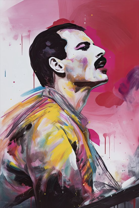 Poster Muziek - Freddie Mercury Poster - Abstract Poster - 51x71cm - Geschikt om in te lijsten