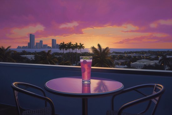 Miami Poster - Cocktail Lounge - Vintage Poster