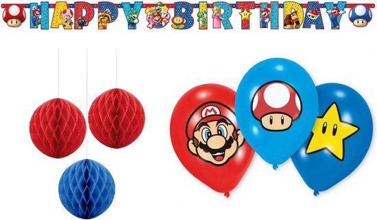 Amscan - Super Mario - Happy birthday slinger - Letterbanner - Honeycomb -  Ballonnen -... | bol