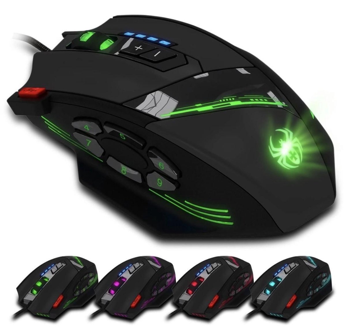Technite Spider High Performance Gaming Muis - Game Muis - Rapid Fire - Aanpasbare DPI