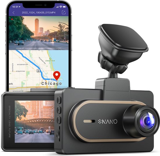 Nanocam M27 2K QuadHD Wifi GPS 32gb dashcam - Super compact - 2023 model - 150 graden kijkhoek - Nachtzicht - Parkeermodus - 3.0 inch IPS LCD - dashcam voor auto met optionele achter camera cadeau geven