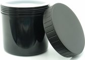 Zwarte Pot 500ml Leeg 10 stuks - Lege Potten met Schroefdeksel en Binnendeksel - Zalfpotten