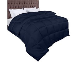 Home Idea’s - Luxe bedrukt dekbed - Hoesloos Dekbed - Dekbed zonder overtrek - Lits Jumeaux - 240 x 220 - All Year - Donker Blauw