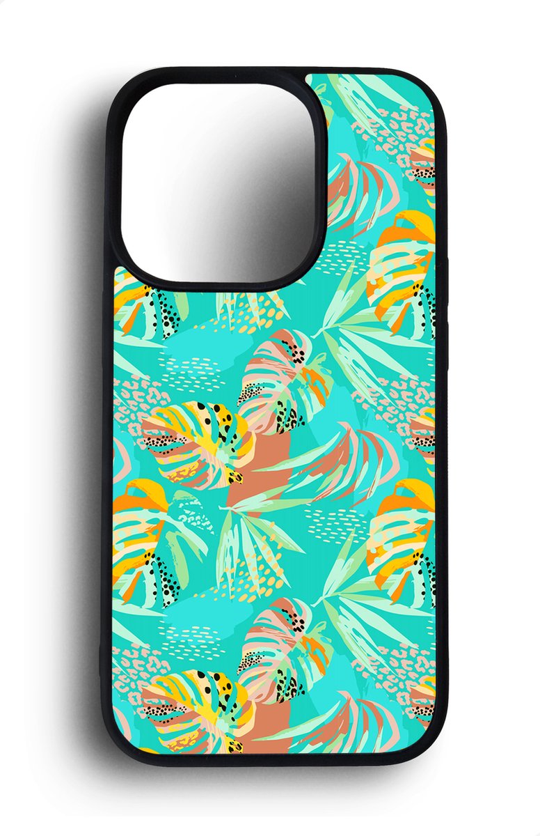Ako Design Apple iPhone 14 Pro hoesje - Tropische planten - Hoogglans - TPU Rubber telefoonhoesje - hard backcover