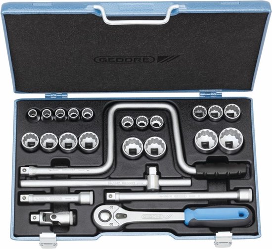 Gedore dopsleutelset d 19 tmu-10 / 25-dlg 1/2 inch / 10-32mm Gedore dopsleutelset d 19 tmu-10 / 25-dlg 1/2 inch / 10-32mm