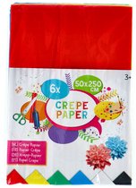 Crepe papier pakket | 50 x 250 cm | 6 x | 6 verschillende kleuren | knutselen voor kinderen