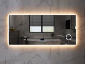 Miroir Salle de Bain LED Mawialux - Dimmable - 150x70cm - Rectangle - Chauffage - Klok Digitale - Miroir Grossissant - Bluetooth - Myla