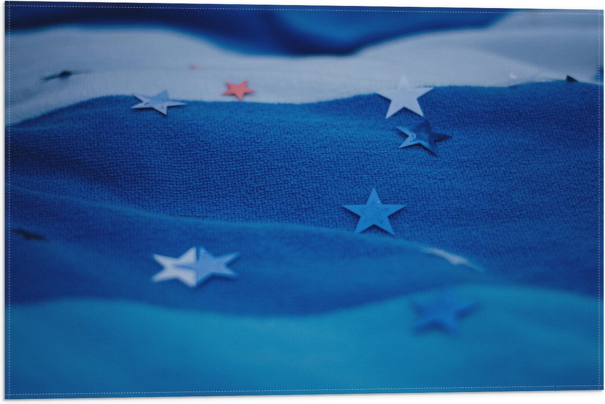 Vlag - Blauwe Handdoek met Sterretjes erop - 60x40 cm Foto op Polyester Vlag