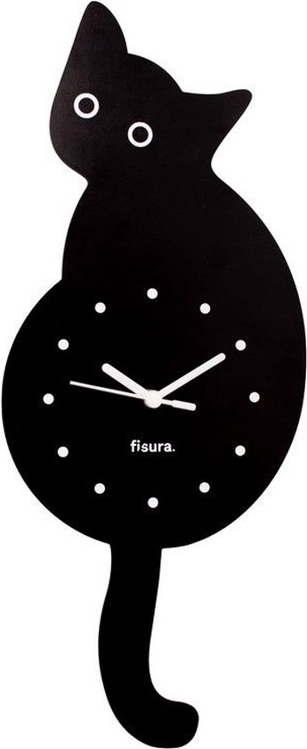 Fisura - Wandklok Kat - zwart