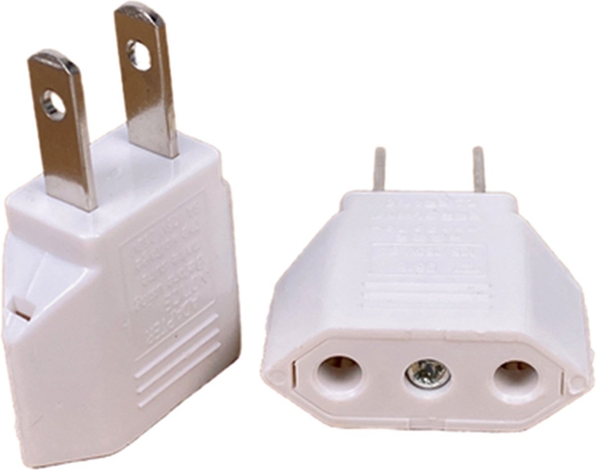 CVD® High Quality Reisstekker Wereldstekker - EU naar USA - Travel Adapter - Europa naar Amerika - Wit - (2 Stuks)