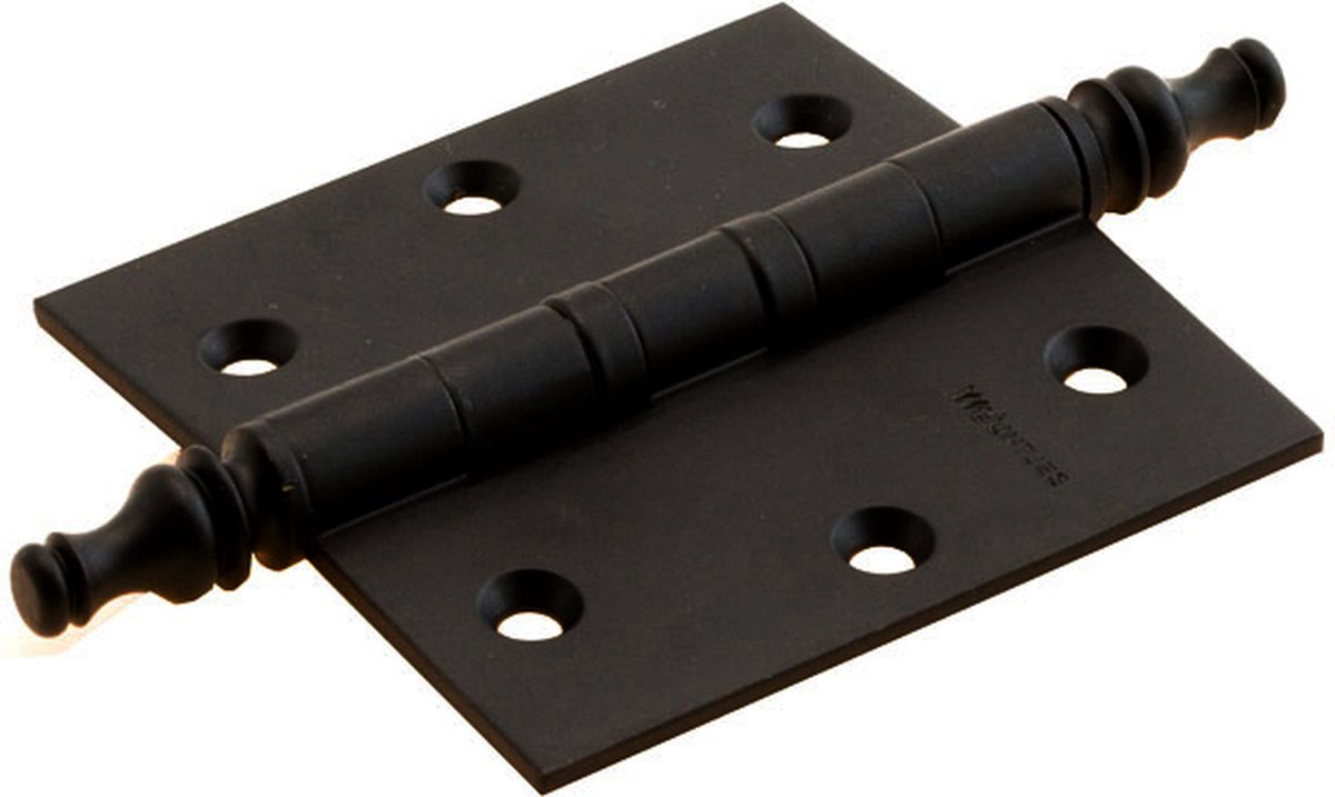 Weijntjes deurscharnier met kogellager van massief messing zwart gelakt met Vaasknop 76x76mm