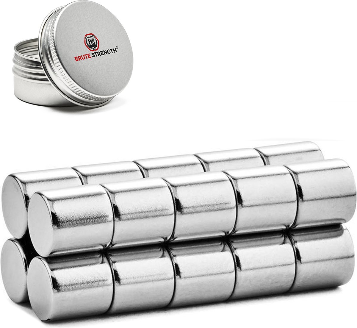 Brute Strength - Super sterke magneten - Rond - 10 x 10 mm - 20 stuks - Neodymium magneet sterk - Voor koelkast - whiteboard