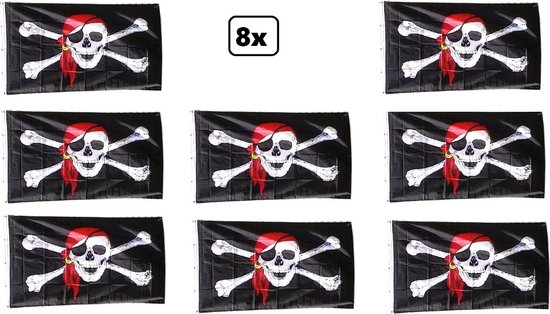 8x Drapeau Pirate couleur 90x150cm - Pirates Pirates drapeau pirate party  festival
