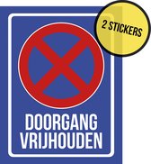 Pictogram/ sticker | "Doorgang vrijhouden" | 19 x 25 cm | Parkeeroverlast | Poort vrijhouden | Garagepoort | Inrit vrijlaten | Niet parkeren | Privaat | 2 stuks