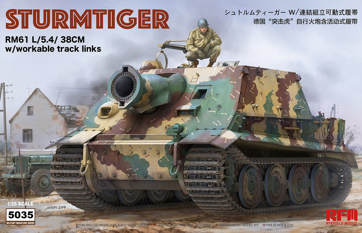 Rye Field Model Modelbouwpakket Militaire voertuigen - 5035 Sturmtiger RM61 L/5.4/38cm w/Full inter of the Turret Plastic - 1:35 - Modelbouw