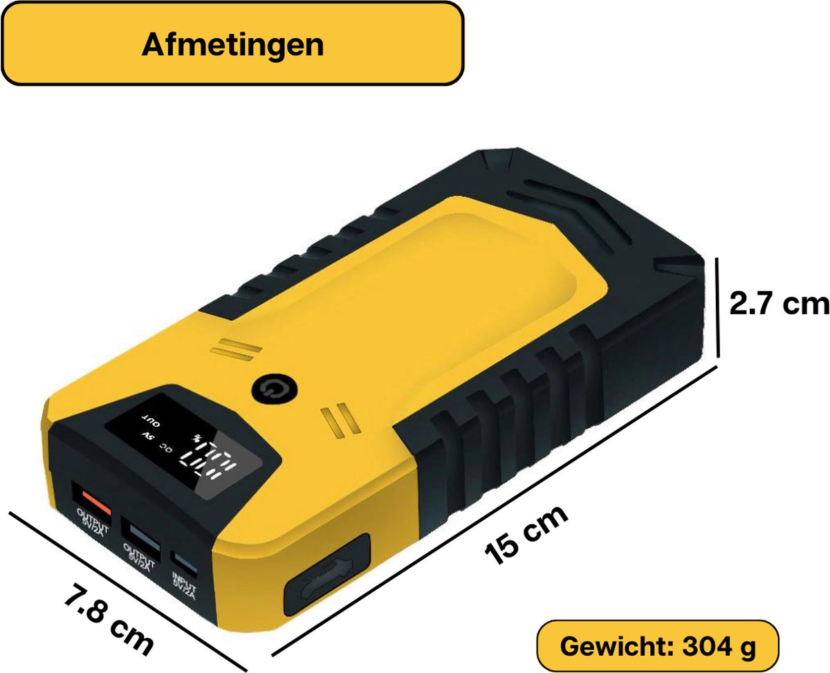 Livewell Jumpstarter auto met Lifehammer en LED verlichting 12-19V - 4 USB  5V/2.4A