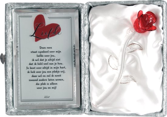 Kristallen Roos met gedicht Liefde- kado voor mijn liefste - New Dutch®