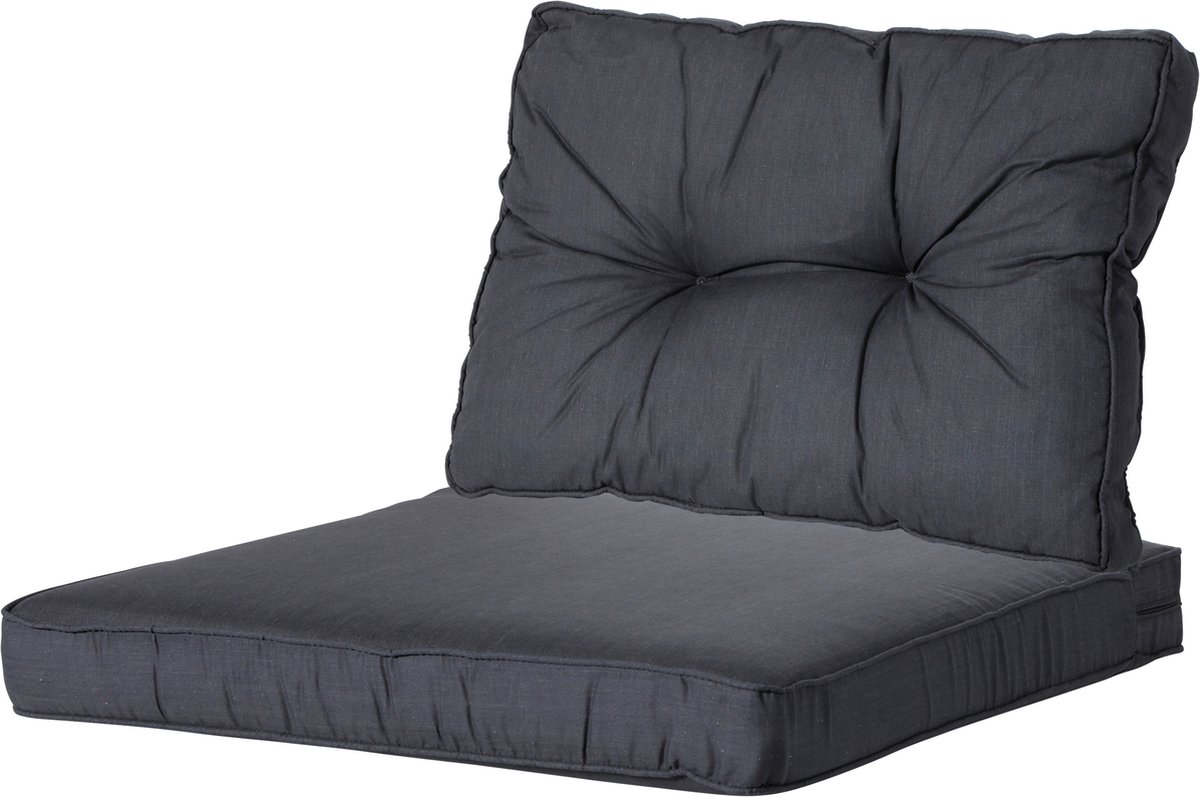 Madison Luxe/Florance Loungekussens in Basic Black, 60x60 + 60x43cm, with Madison logo.