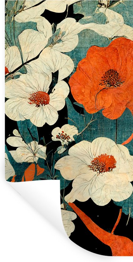 Neukids FABRIC Grote vintage bloemen muurtattoo, muursticker bloemen Eden planten, pioenroos muursticker slaapkamer woonkamer hal bank achtergrond wanddecoratie zelfklevend