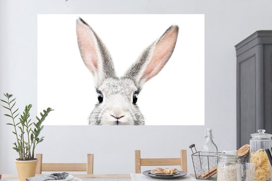 Stickers muraux - Film autocollant - Lapin - Animaux - Nature - Wit - 120x80 cm - Film adhésif - Stickers muraux chambre d'enfant - Papier peint autocollant