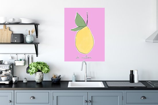 Muurstickers - Sticker Folie - Citroen - Fruit - Pastel - 60x80 cm - Plakfolie - Muurstickers Kinderkamer - Zelfklevend Behang - Zelfklevend behangpapier - Stickerfolie