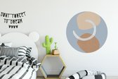 WallCircle - Stickers muraux muraux - Cercle de papier peint - Formes - Blauw - Pastel - Carreaux - Abstrait - 100x100 cm - Cercle mural - Autocollant - Papier peint autocollant rond XXL